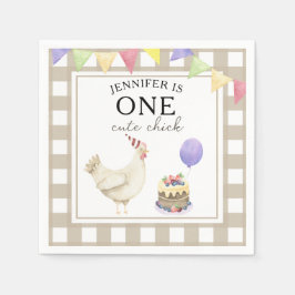 Guardanapo De Papel Pintura à água do Chick 1º aniversário