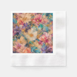 Guardanapo De Papel Pintura a Óleo Abstrata Impressionista Vibrante de