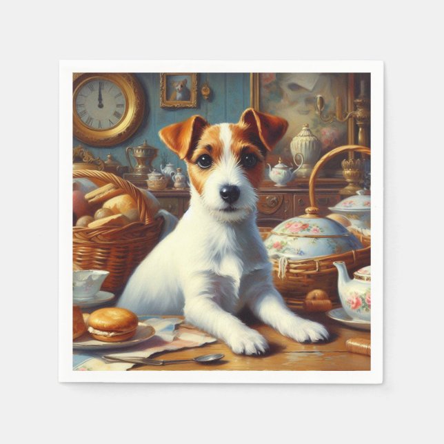 Guardanapo De Papel Pintura Antiga do Jack Russell Terrier (Frente)