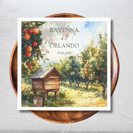 Guardanapo De Papel Pintura aquarela Casamento de Outono Pomar de Maçã