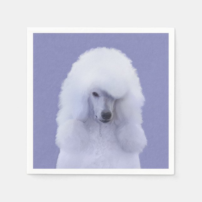 Guardanapo De Papel Pintura Branca de Poodle Padrão - Arte Cão Origina (Frente)