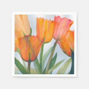Guardanapo De Papel pintura da aguarela de tulipas alaranjadas