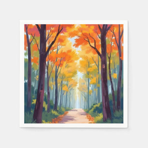 Guardanapo De Papel Pintura da Folhagem de Outono do Caminho de Outono