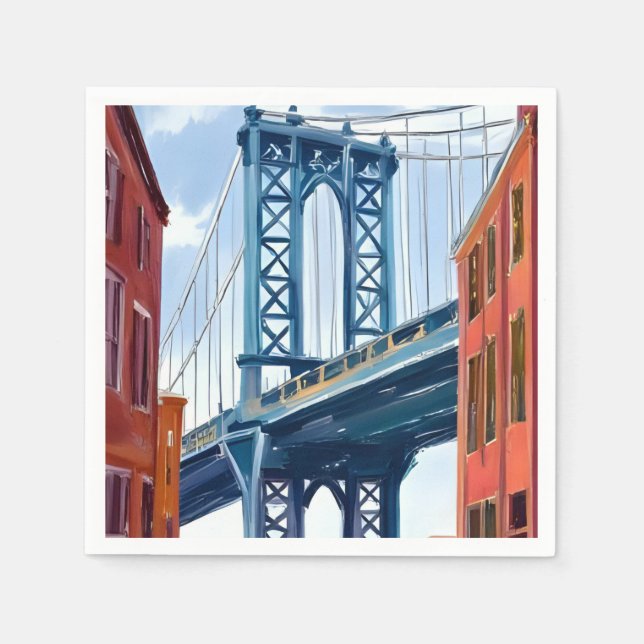 Guardanapo De Papel Pintura da Ponte de Manhattan Nova York (Frente)
