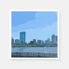 Guardanapo De Papel Pintura da Silhueta de Boston Rio Charles