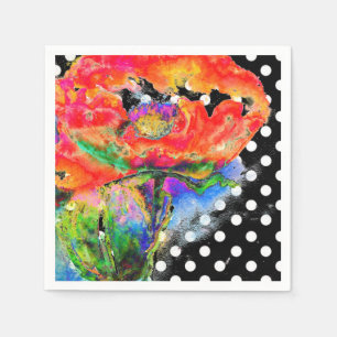 Guardanapo De Papel Pintura de aquarela de Red Poppy  bolinhas