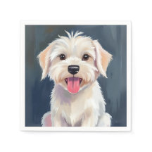 Pintura de Cachorro Branco de Filhote Maltês