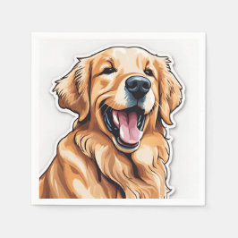 Guardanapo De Papel Pintura de Cão Retriever Dourado