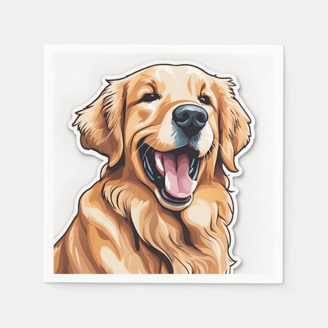 Guardanapo De Papel Pintura de Cão Retriever Dourado (Frente)