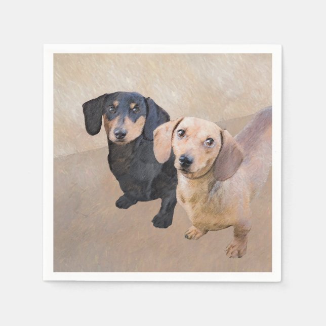 Guardanapo De Papel Pintura de Dachshund (Smooth) - Arte de Cão Origin (Frente)