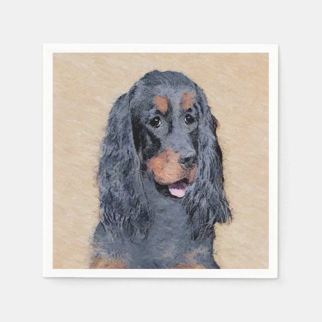 Guardanapo De Papel Pintura de Gordon Setter - Arte de Cachorro Origin (Frente)