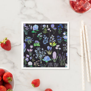 Guardanapo De Papel pintura de óleo de coleção de flores roxas azuis 2