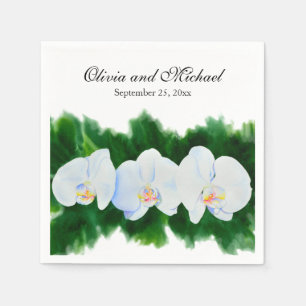 Guardanapo De Papel Pintura de orquídea branca Elegante tropical