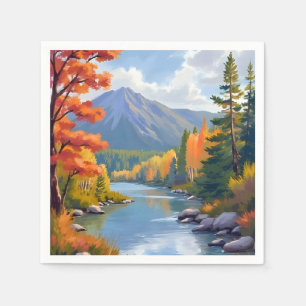 Guardanapo De Papel Pintura de paisagem de outono de New England com f