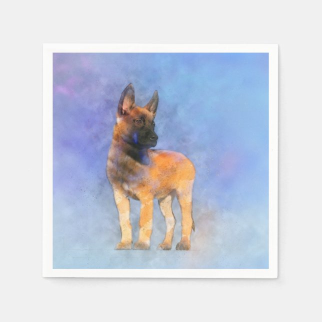 Guardanapo De Papel Pintura de papoila-malinois belga - Mecelaar (Frente)