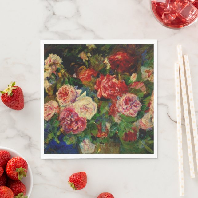 Guardanapo De Papel Pintura de Pierre Renoir, Rosas, (Insitu)