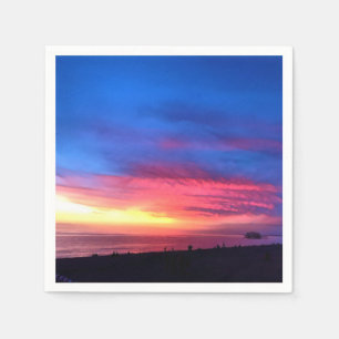 Guardanapo De Papel Pintura digital - Lindo pôr do sol com pier ocide