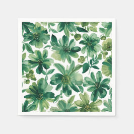 Guardanapo De Papel Pintura em Aquarela Botânica Floral Jardim Verde