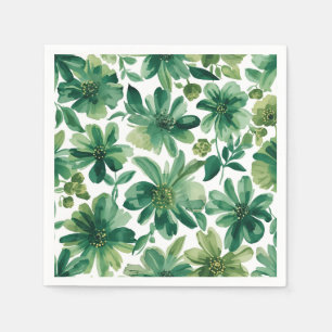 Guardanapo De Papel Pintura em Aquarela Botânica Floral Jardim Verde