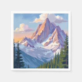 Guardanapo De Papel Pintura em Aquarela de Cordilheira da Natureza