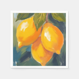 Guardanapo De Papel Pintura em aquarela de frutas da árvore de limão