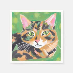 Guardanapo De Papel Pintura em Aquarela de Gato Casca de Tartaruga