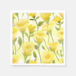 Guardanapo De Papel Pintura em Aquarela Floral Amarela