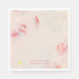 Guardanapo De Papel Pintura em Arte Abstrata Rosa e Coral com Texto Pe