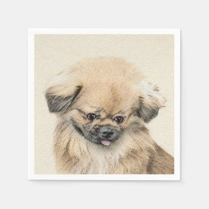 Guardanapo De Papel Pintura em Pekingese - Arte Cachorra Original