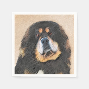 Guardanapo De Papel Pintura Mastiff Tibetana - Arte Canina Original