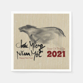 Guardanapo De Papel Pintura Original OX Vietnamita Ano Novo 2021 PN