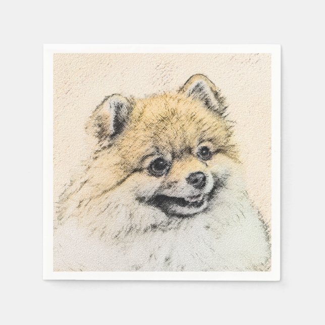 Guardanapo De Papel Pintura Pomeraniana (Laranja) - Arte Canina Origin (Frente)