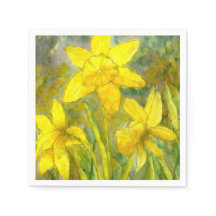 Pintura Por Aquarela, Flores Amarelas, Daffodils