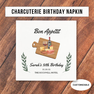 Guardanapo De Papel Piquenique de Charcutaria e Vinho de Aniversário