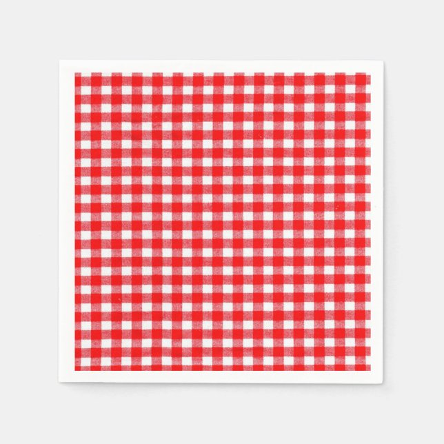 Guardanapo De Papel Piquenique tradicional, vermelho e branco, Gingham (Frente)