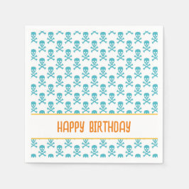 Guardanapo De Papel Pirata Crossbones Feliz Aniversário Crianças Color