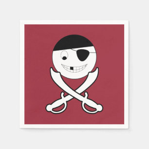 Guardanapo De Papel Pirata de Sorriso Amigável com Espadas Cruzadas em