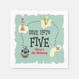 Guardanapo De Papel Pirata Mergulha no Aniversário de Cinco 5