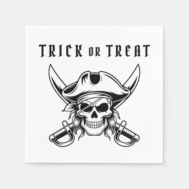 Guardanapo De Papel Pirate Skull Trick Or Treat Halloween (Frente)