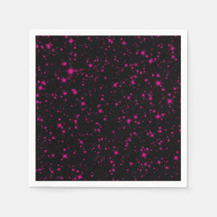Guardanapo De Papel Piscas Pretas e Rosa Quente Estrelas Brilhantes de