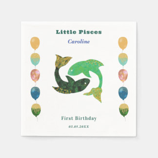 Guardanapo De Papel Pisces Zodiac 1st Birthday Balloons & Artistic