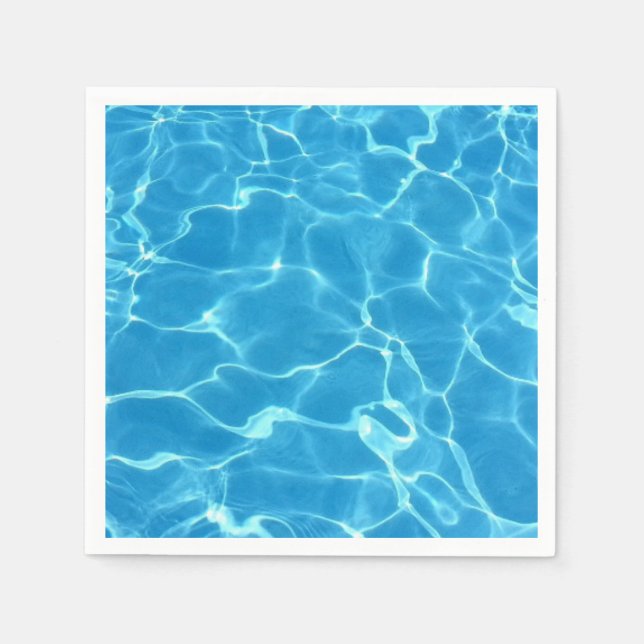 Guardanapo De Papel Piscina Azul de Nadação Azul Água Aquática (Frente)