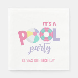 Guardanapo De Papel Piscina de aniversário rosa e roxo