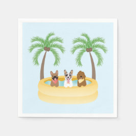 Guardanapo De Papel Piscina de Natação dos Cães de Verão