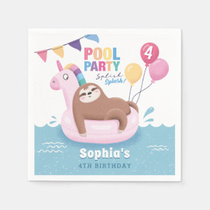 Guardanapo De Papel Piscina Festa Lama com Balões no Aniversário de Ve
