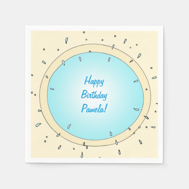 Guardanapo De Papel Piscina Moderna - Abertura Personalizada Aniversár (Frente)