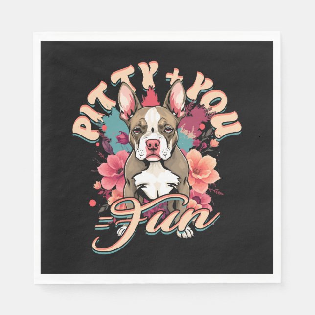 Guardanapo De Papel Pitbull Pitbulls Pitbulls + You = Divertido (Frente)