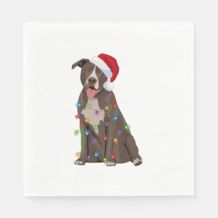 Guardanapo De Papel Pittie Pitbull Natal Luzes Xmas Cachorro Lover