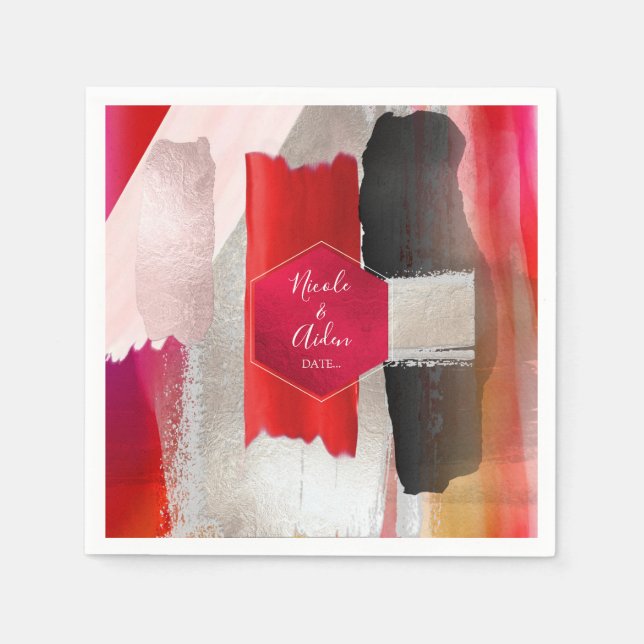 Guardanapo De Papel PixDezines Aquarela Moderna Vermelho Preto (Frente)