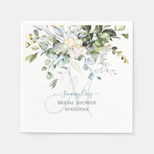 Guardanapo De Papel PixDezines Goma Azul Elegante Eucalyptus Monograma